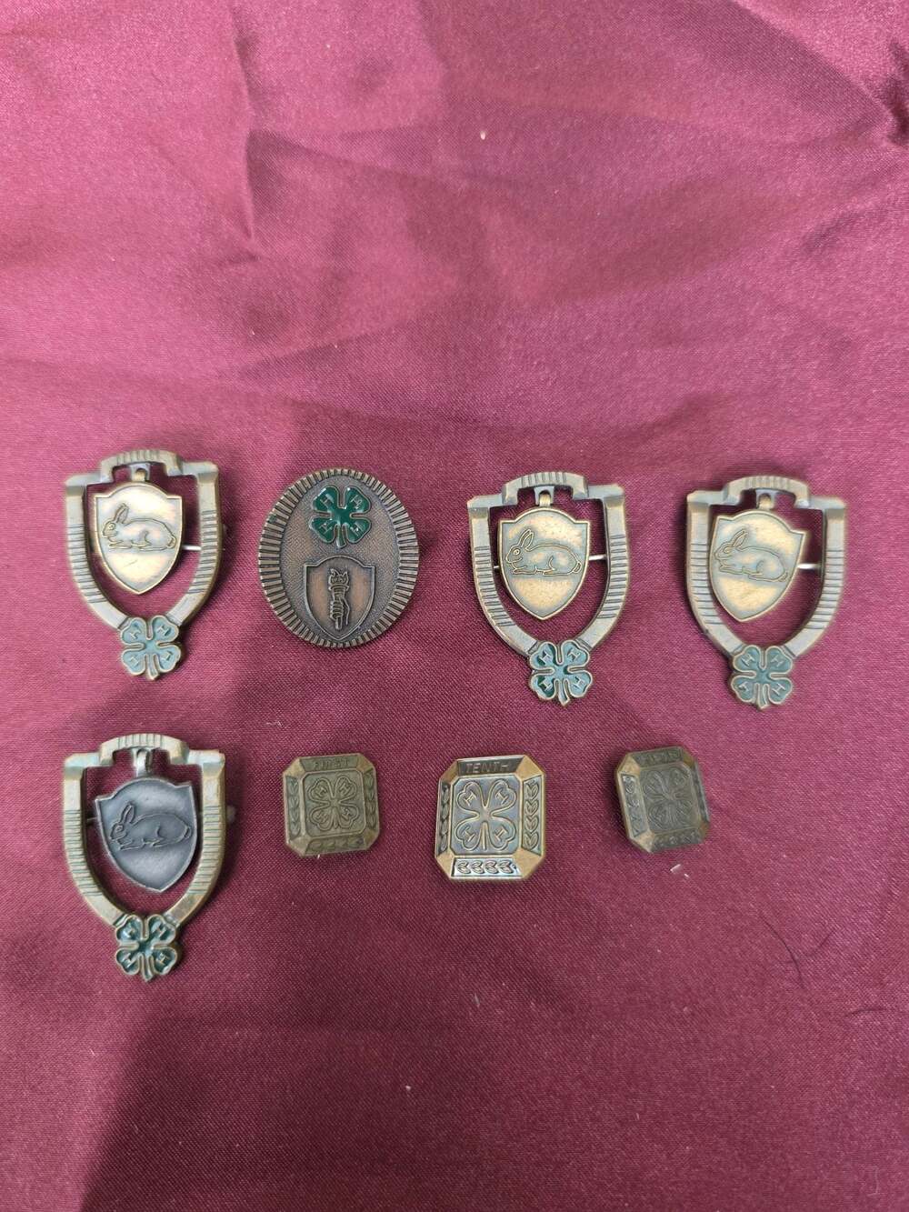 Collection Vintage 4-H Achievement Pins including Rabbit Dangle Pins Year Bars - Picture 1 of 3
